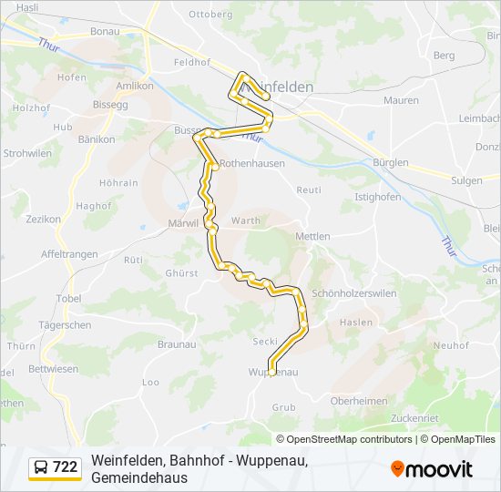 722 bus Line Map