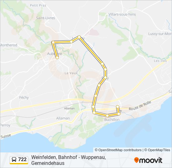 Plan de la ligne 722 de bus