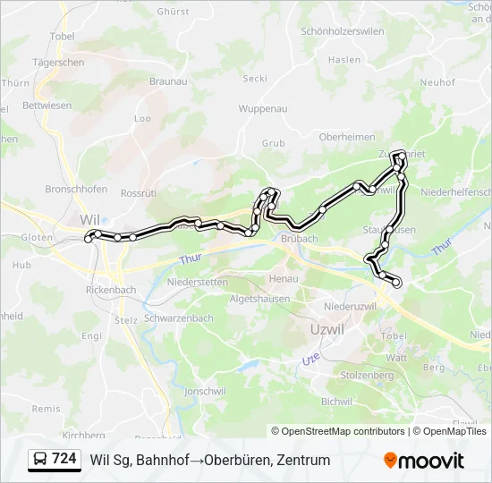 Plan de la ligne 724 de bus