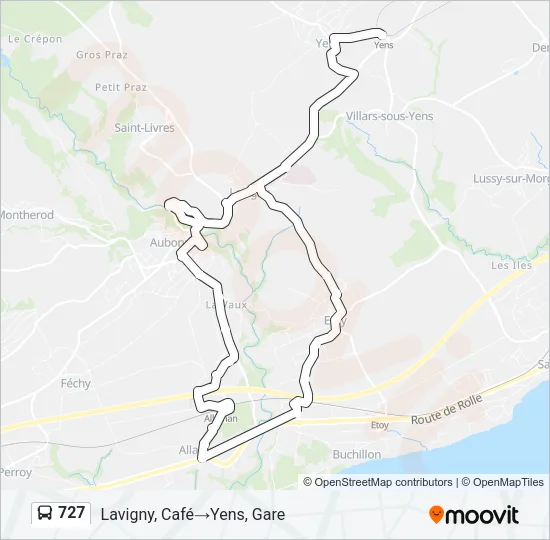 727 Bus Line Map
