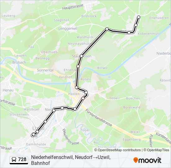 Plan de la ligne 728 de bus