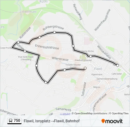 750 Bus Line Map