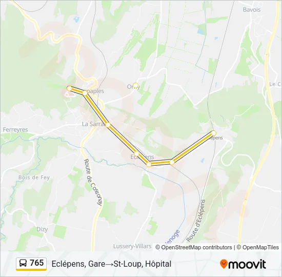 Plan de la ligne 765 de bus