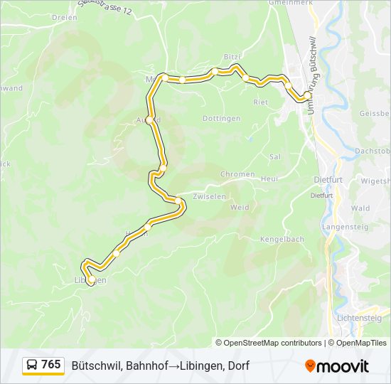 765 Bus Line Map