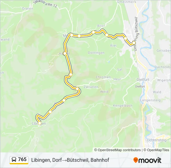 765 Bus Line Map