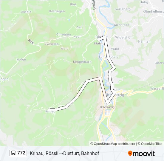 Plan de la ligne 772 de bus