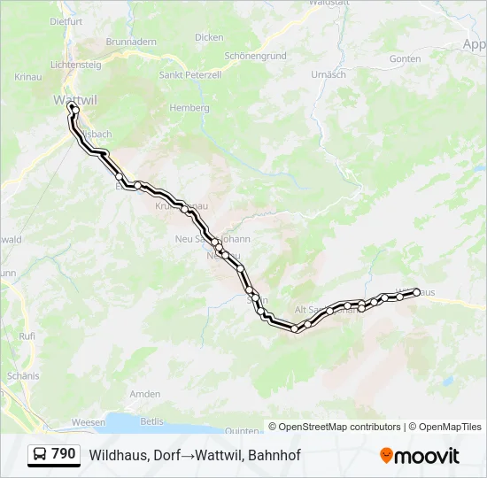 Plan de la ligne 790 de bus