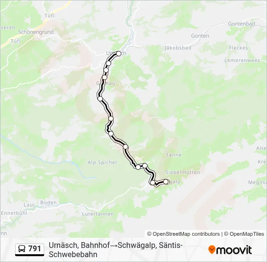 791 Route: Schedules, Stops & Maps - Urnäsch, Bahnhof‎→Schwägalp ...
