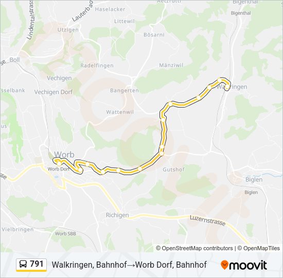 791 Bus Line Map