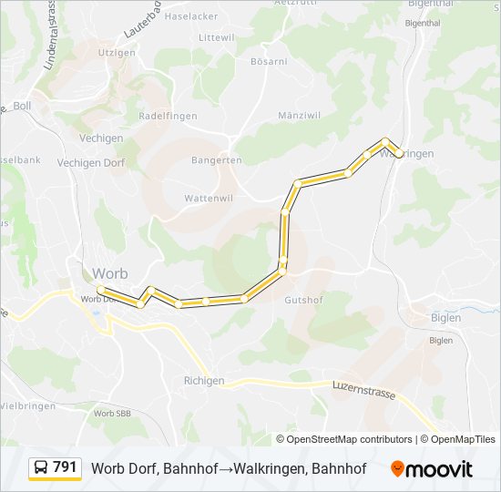 791 bus Line Map