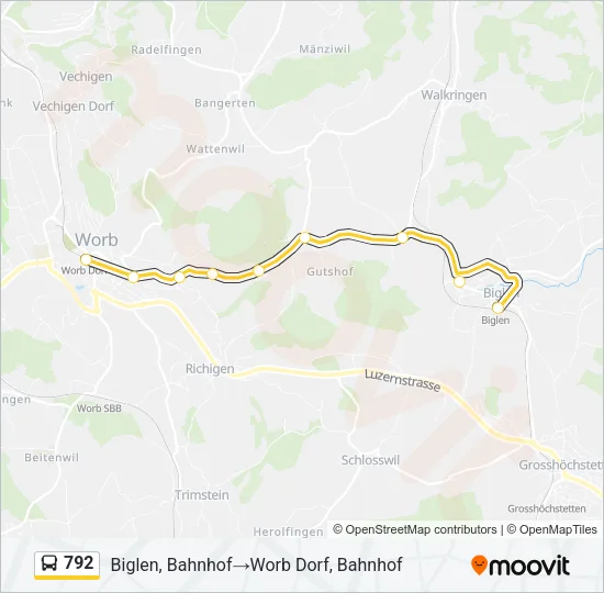 Plan de la ligne 792 de bus