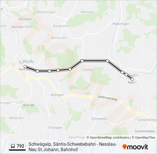 792 bus Line Map