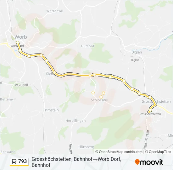 793 Bus Line Map