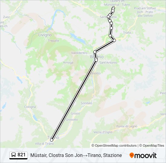 821 bus Line Map