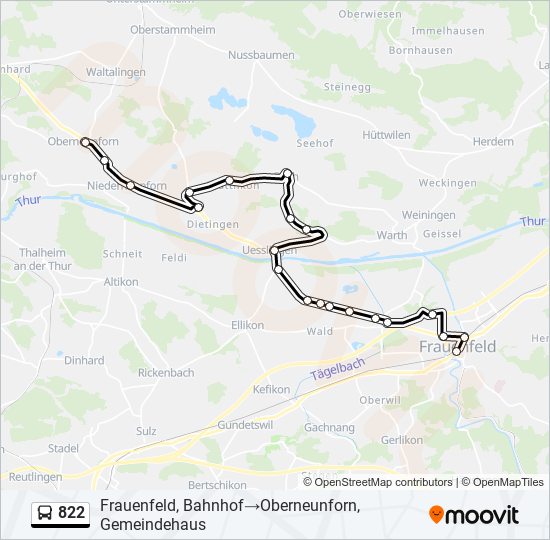 Buslinie 822 Karte