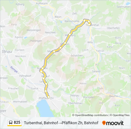 Plan de la ligne 825 de bus