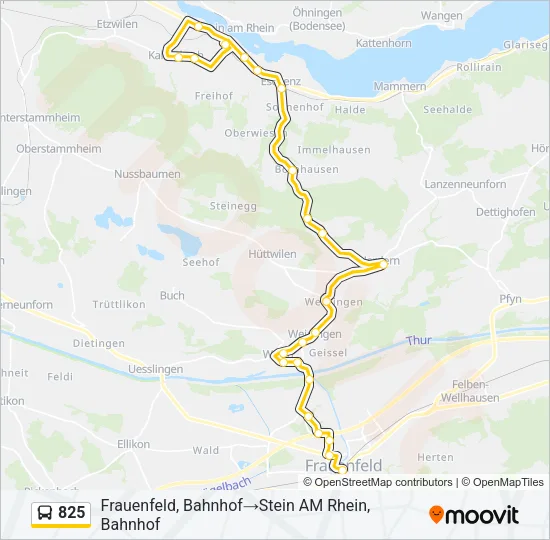 Plan de la ligne 825 de bus