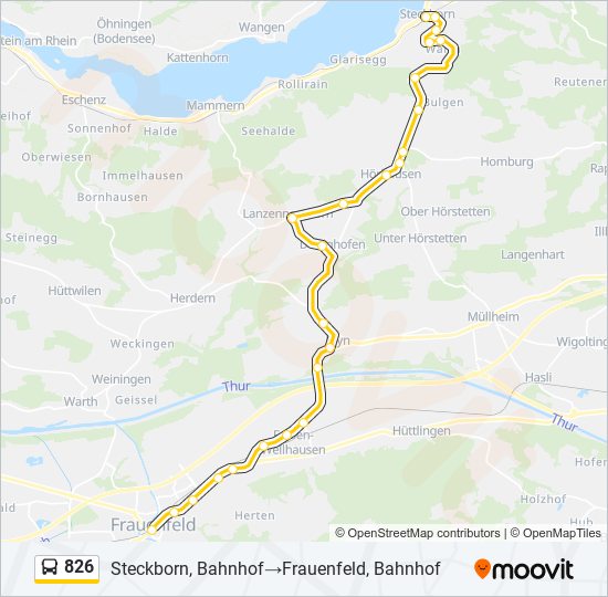 Plan de la ligne 826 de bus