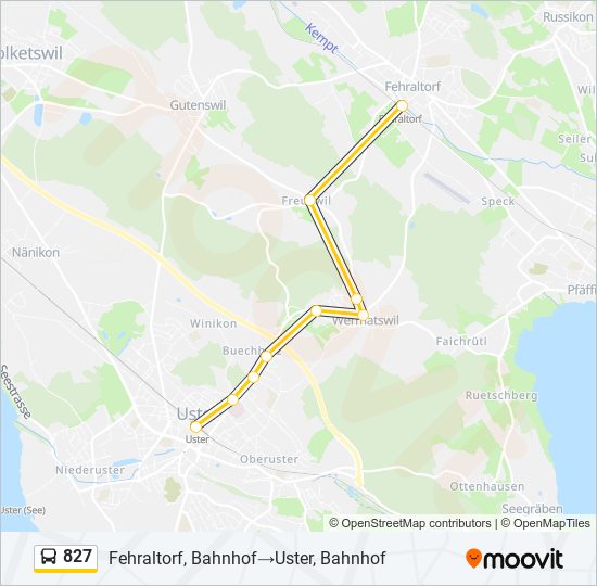 827 bus Line Map