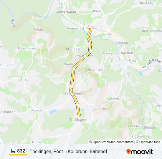 832 Bus Line Map