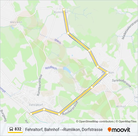 832 Bus Line Map