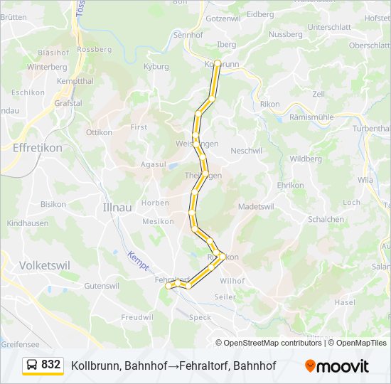 832 bus Line Map