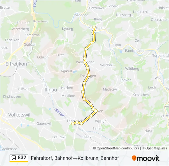 832 Bus Line Map