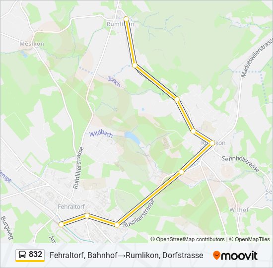 832 bus Line Map