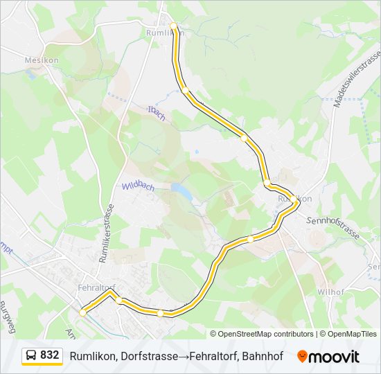 832 Bus Line Map