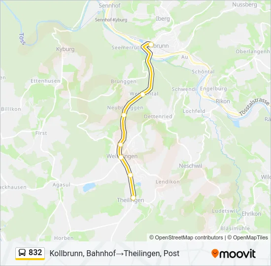 832 Bus Line Map