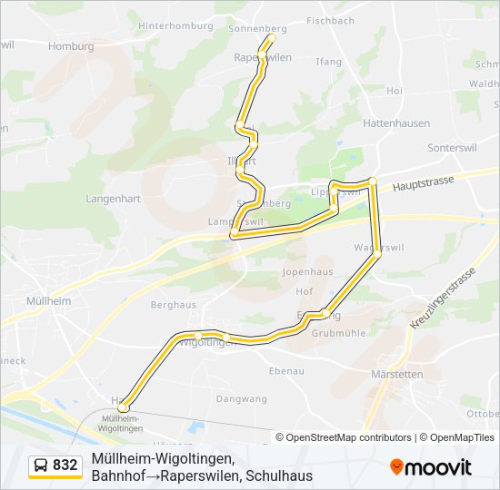 832 Bus Line Map