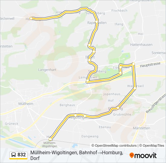 832 Bus Line Map