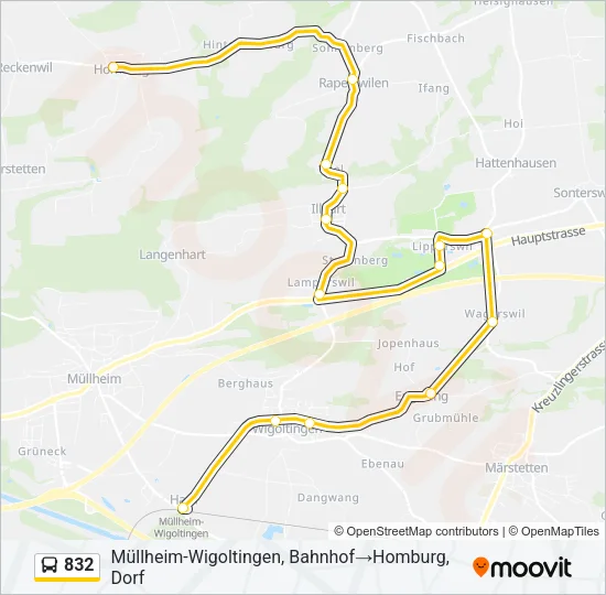 832 Bus Line Map