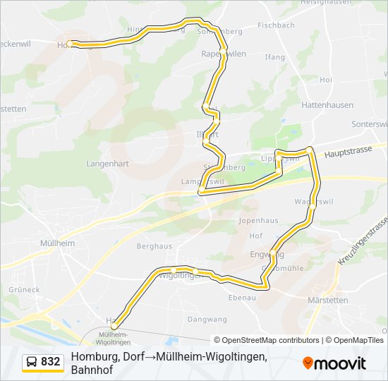 832 Bus Line Map