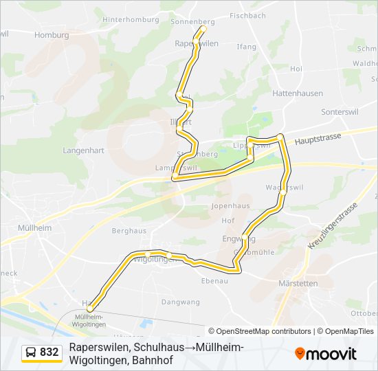 832 Bus Line Map