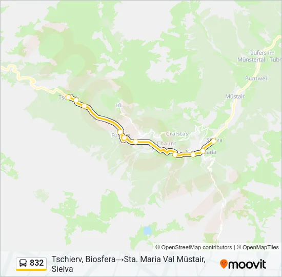Plan de la ligne 832 de bus