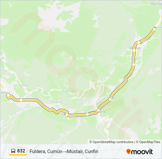 Plan de la ligne 832 de bus