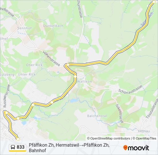 833 Bus Line Map