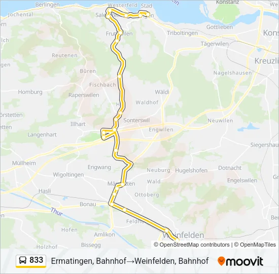 833 Bus Line Map