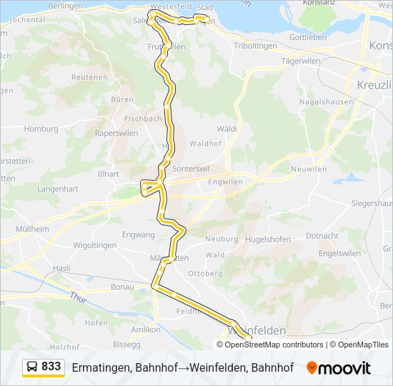 833 Bus Line Map