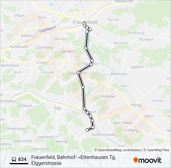 834 Bus Line Map