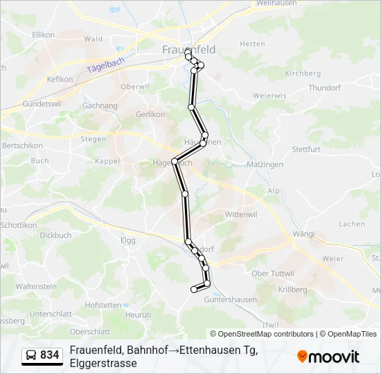 834 Bus Line Map