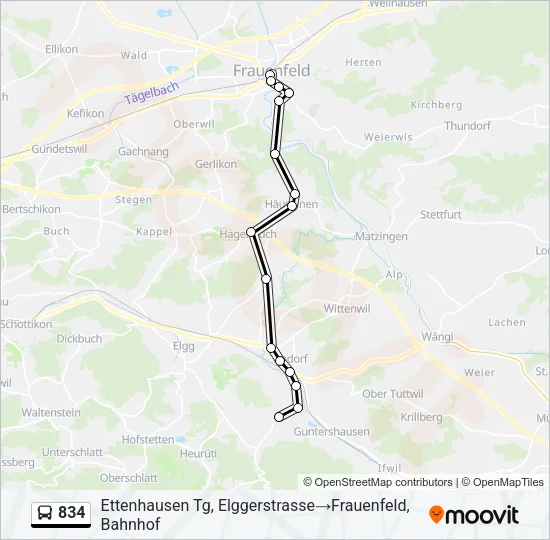 834 Bus Line Map