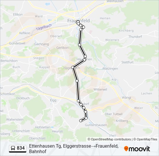 834 Bus Line Map