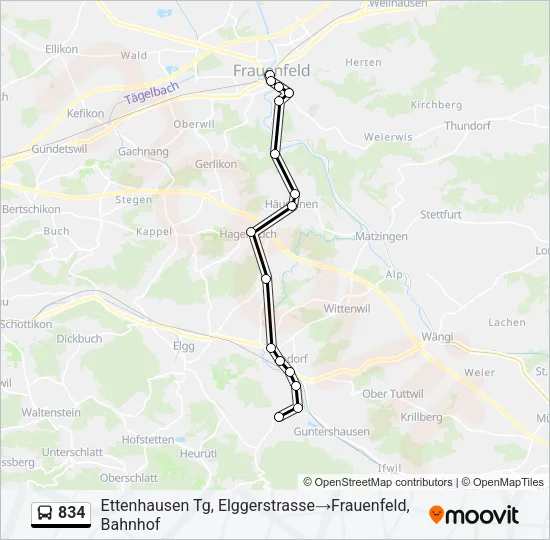 834 Bus Line Map