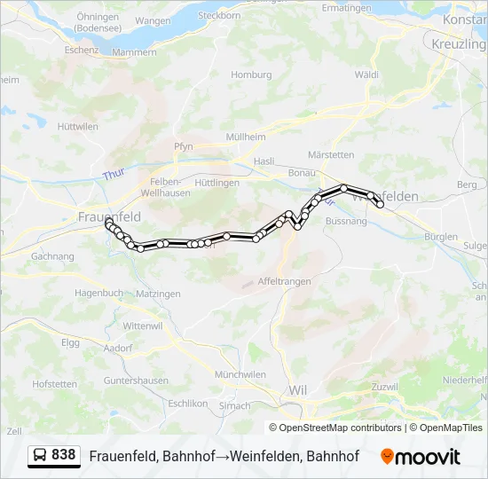 838 Bus Line Map