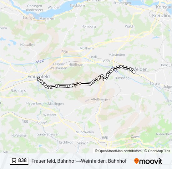 838 Bus Line Map