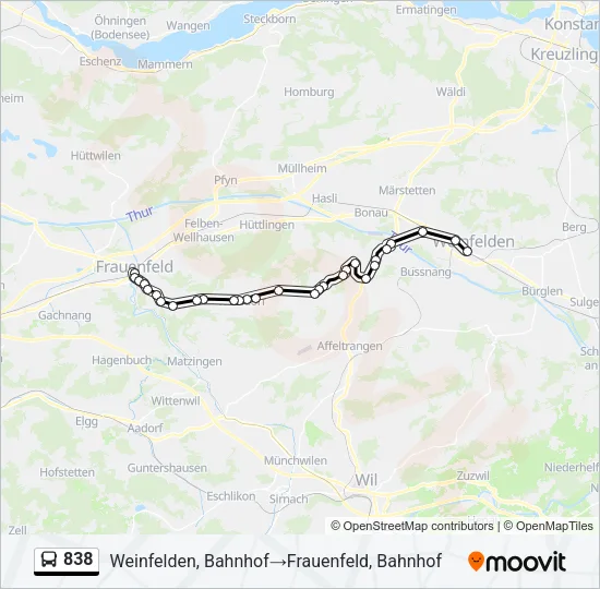 838 Bus Line Map