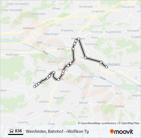 838 Bus Line Map
