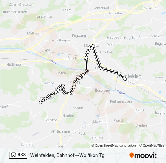 838 Bus Line Map